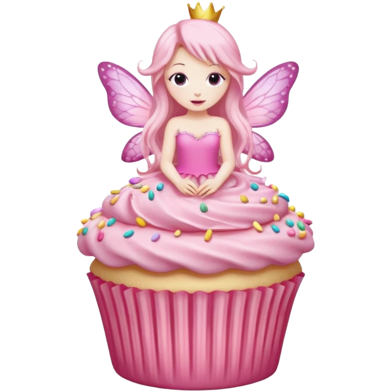 pink fairy sitting on a pink cupcake emoji