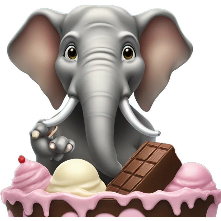 mustache ￼elephant with a monocle eating chocolate ice cream with a moustache  emoji