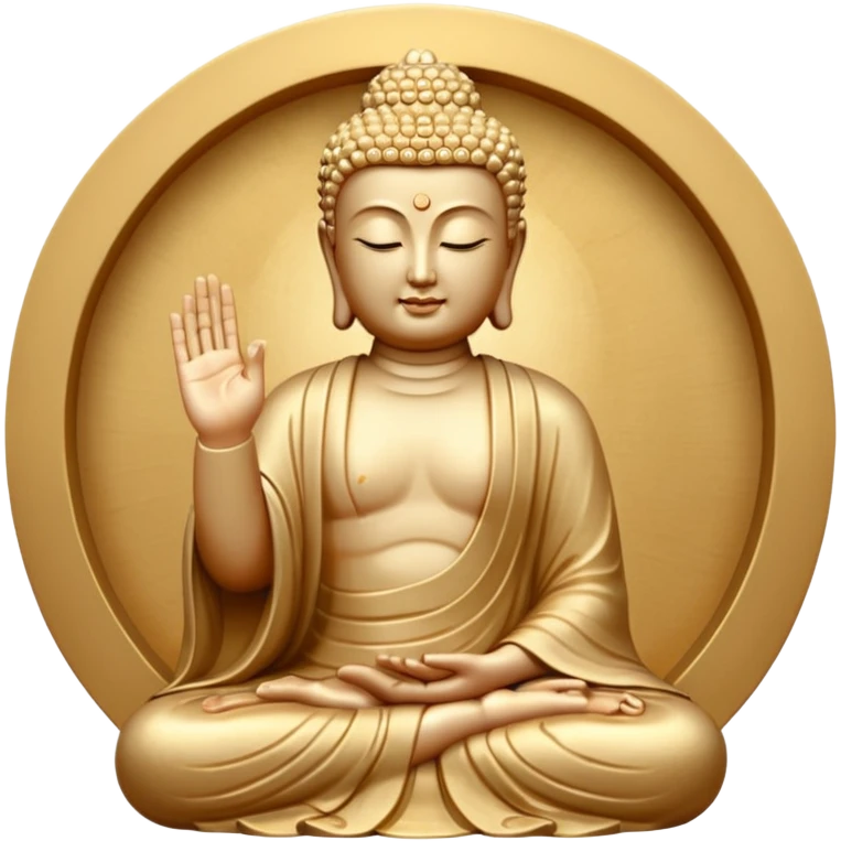 Seokguram Buddha statue centered, semi-circular stone cave background, delicate Buddha face and hand gestures, sacredness of Korean Buddhist temple emoji