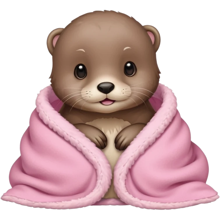 Cute cozy otter in baby pink blanket  emoji