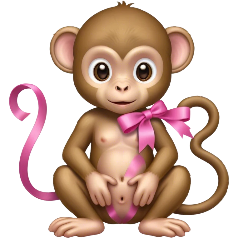 baby monkey with pink ribbon  emoji