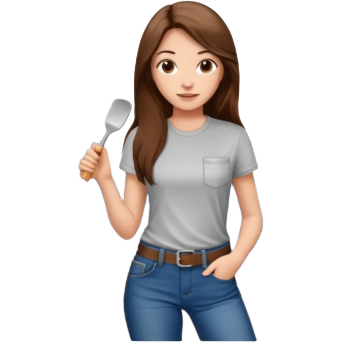 beautiful girl with long brown hair renovating her kitchen emoji