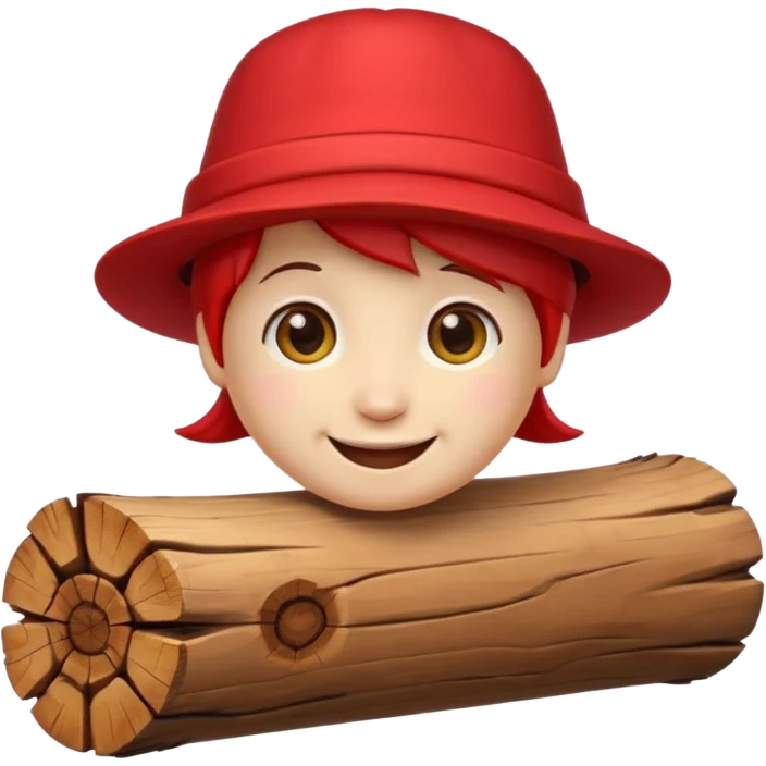 reate a small, clean and expressive emoji in the style of Discord emojis, featuring the Catalan ‘Cagatió’ (Tió de Nadal). The emoji should show a cute wooden log with a friendly smiling face, wearing the traditional red ‘barretina’ hat, with small simple legs emoji