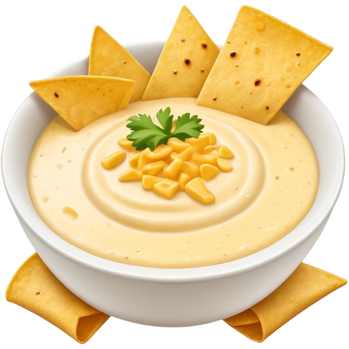bowl of tortilla chips with side of queso blanco emoji