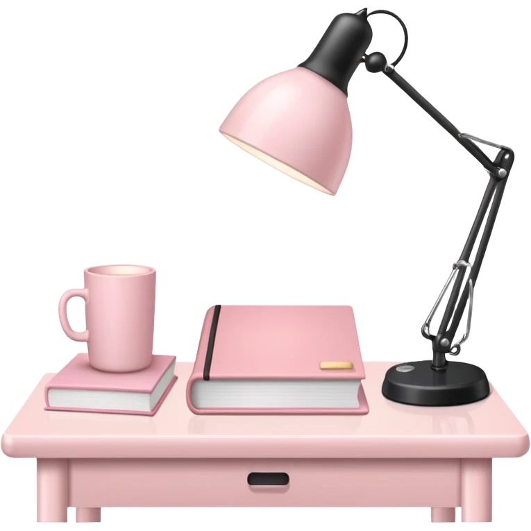 Light Pale Pink office with Light Pale Pink book and Light Pale Pink Desk lamp emoji