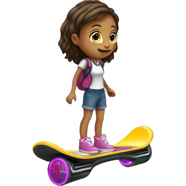 A hover board with a girl standing on it emoji