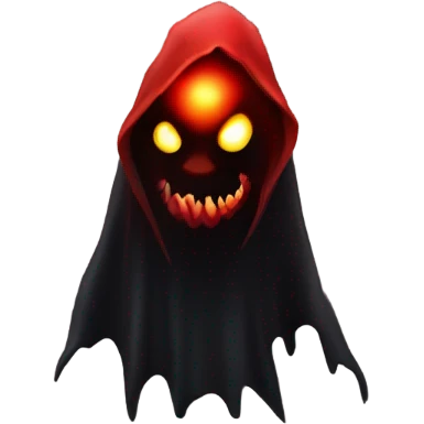 A scary red red and black ghost demon is sneaking up on a person emoji