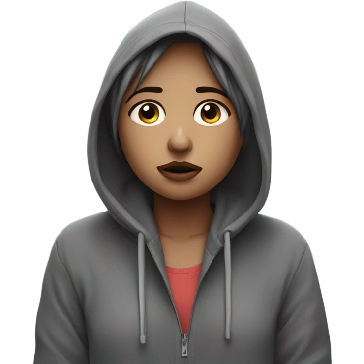 Depressed girl in hoodie ￼ emoji