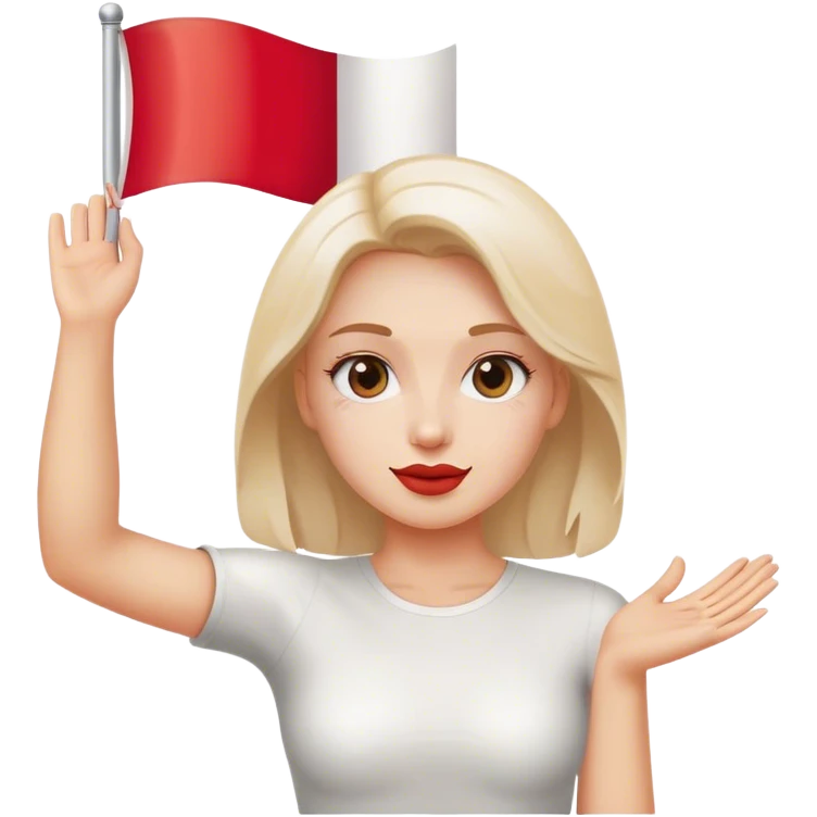 woman waving polish flag emoji