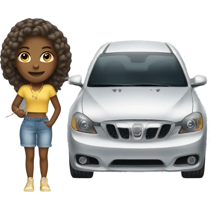 girl with car and jewelry emoji