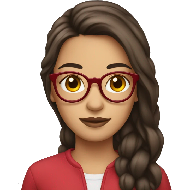 Red glasses brunette teenage girl emoji