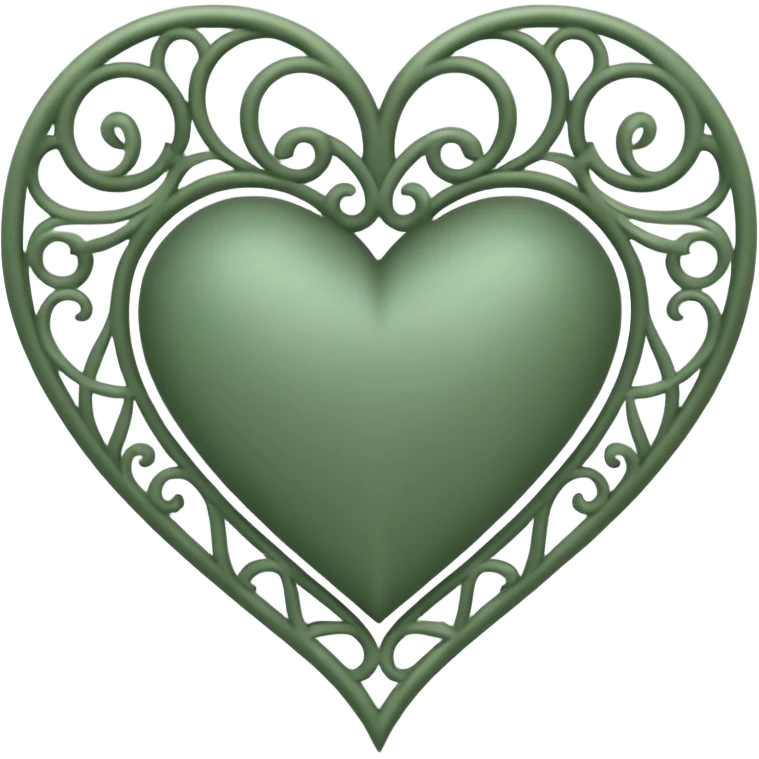 Can you make a sage green heart with a gothic design. In the middle of the heart the letter I emoji