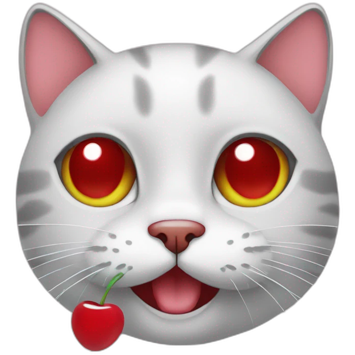 cat wih cherry emoji