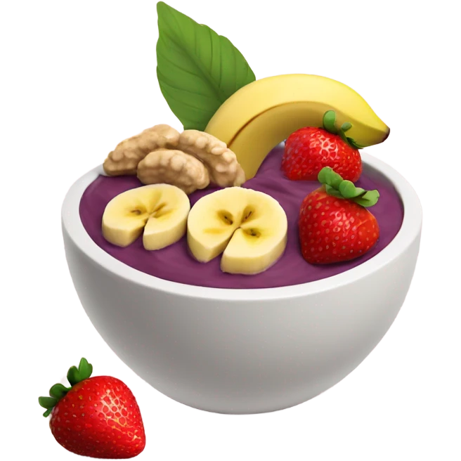 Strawberry açaí bowl with peanut butter and bananas on top  emoji