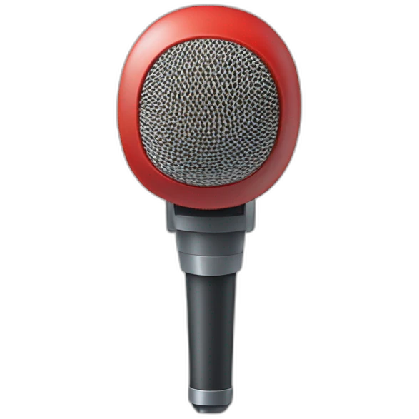 a microphone with a microphone arm and on top there is a red ring on emoji
