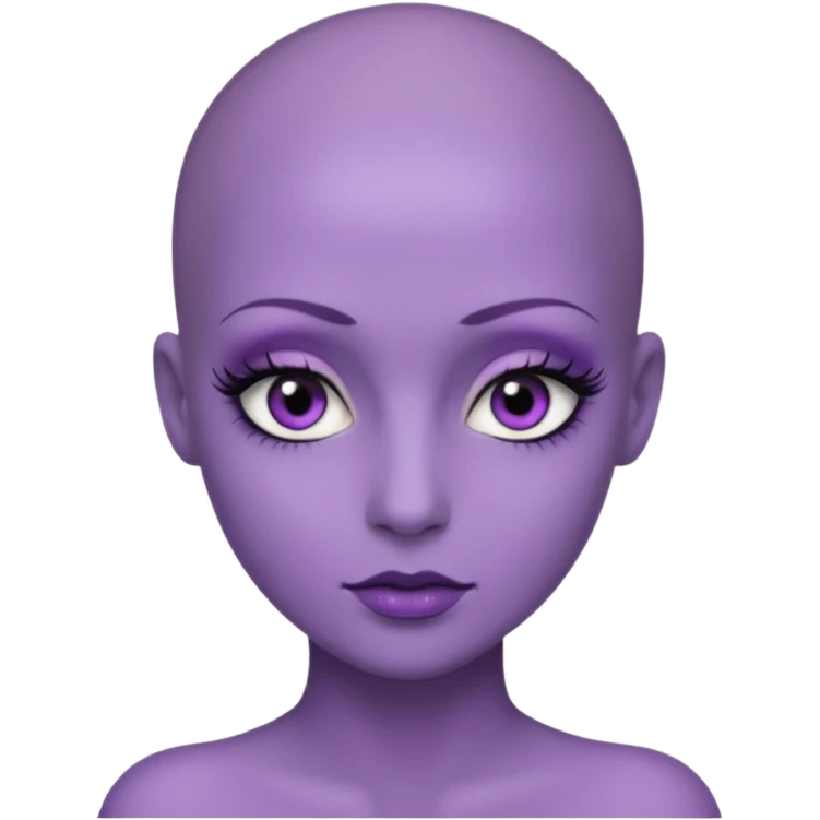make her skin purple, she has no hair and her eyelashes are huge emoji