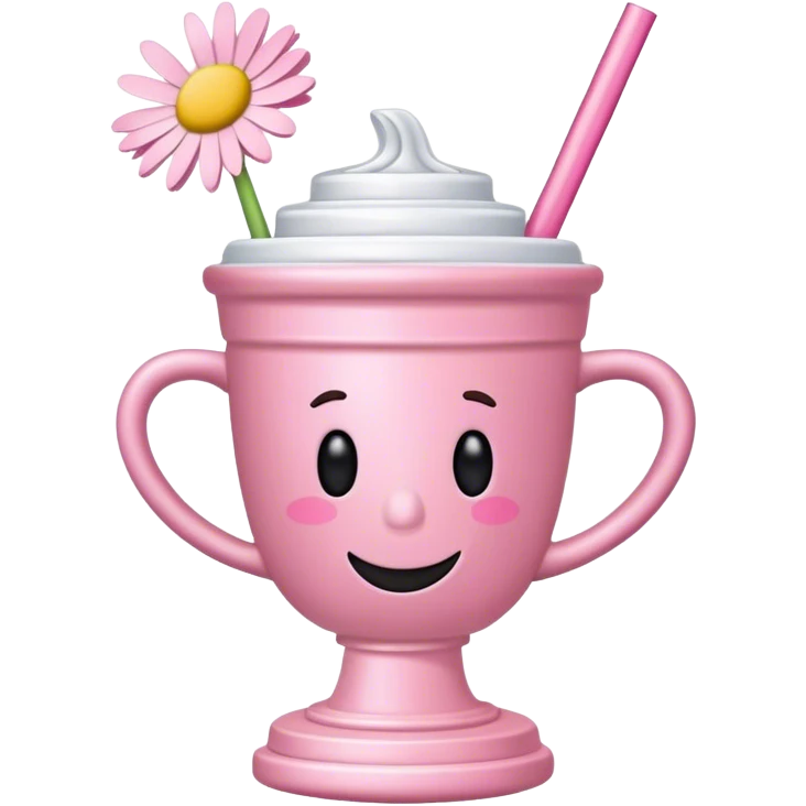 Pink Stanley cup with a straw and a daisy straw topper  emoji