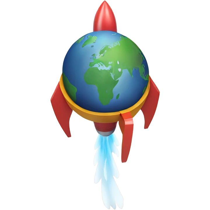 rocket flies around the earth emoji