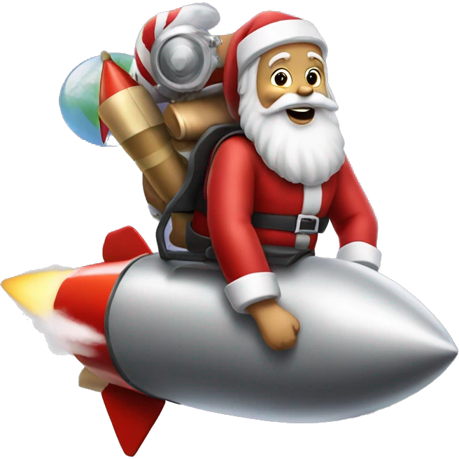 santa claus ridding a rocket emoji