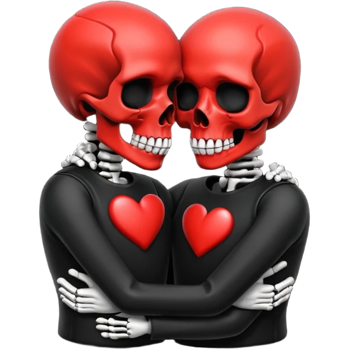 Skull couple in love with black and red colors  emoji