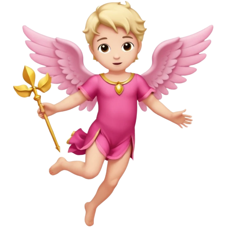 Full body Cupid in pink with no bow in hair flying emoji
