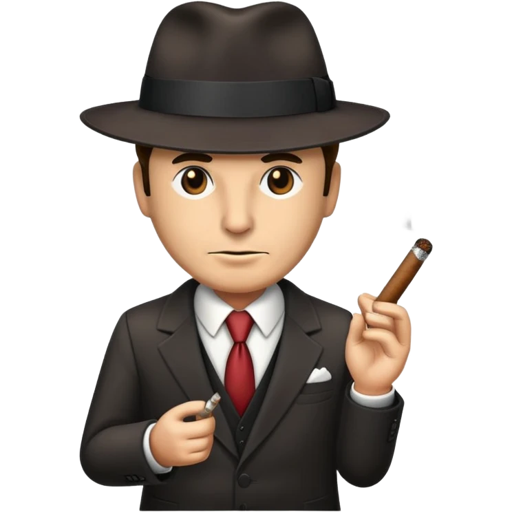 mafia boss with suit, fedora hat and cigar emoji