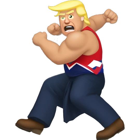 Trump wrestling a tornado emoji