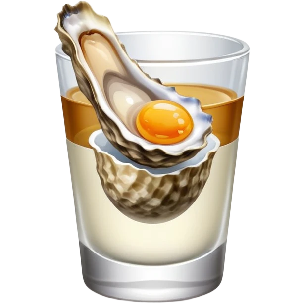 oyster and quail egg in a shot glass  emoji