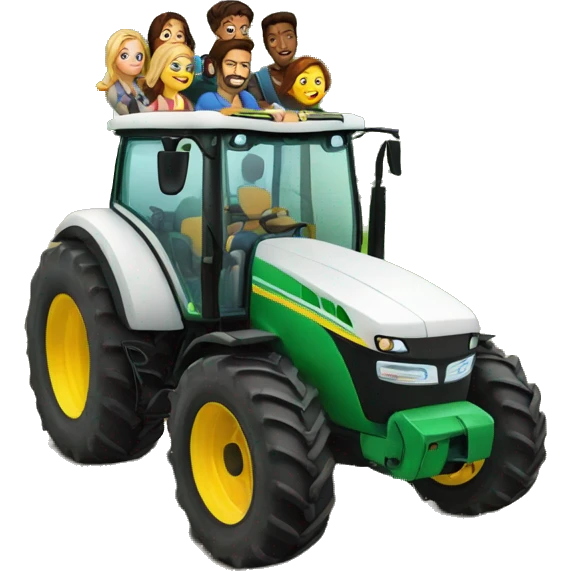 group of 4 people driving giant tractor emoji