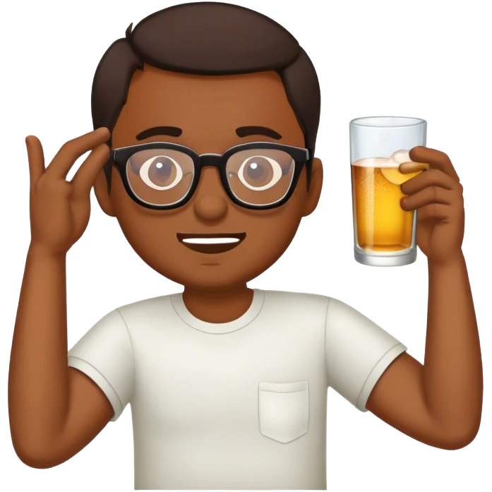 brown guy with glasses drunk  emoji