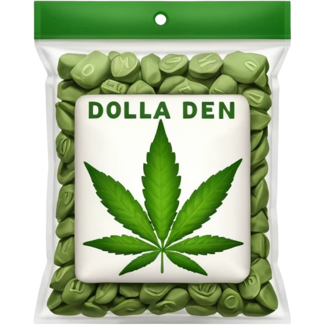 Weed pound baggie with the name Dolla Den on the label   emoji