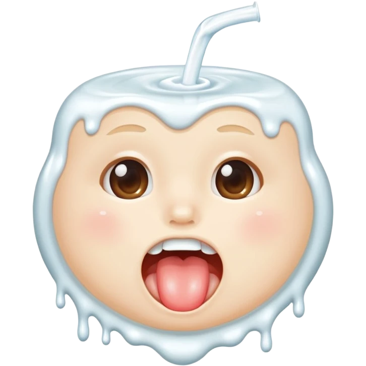 Mouth drooling with milk emoji