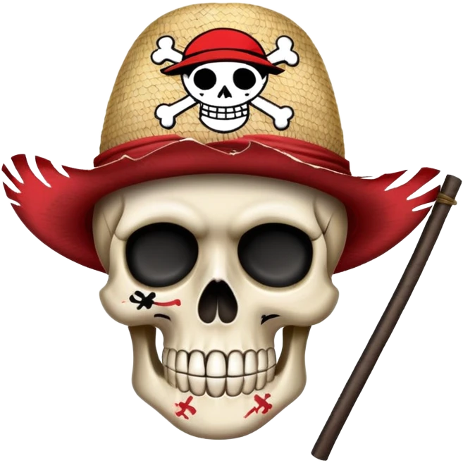 One Piece Straw Hat Pirates flag with skull wearing straw hat emoji