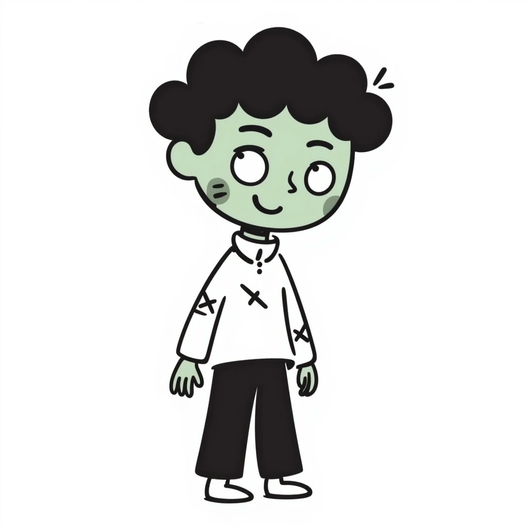 zombie boy with emo hair and white shirt emoji