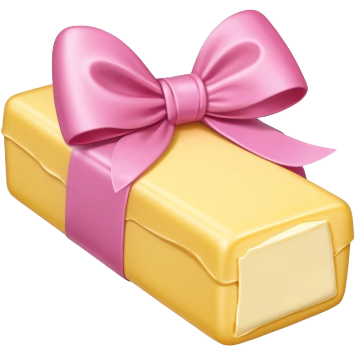 a stick of butter with a pink bow on it emoji