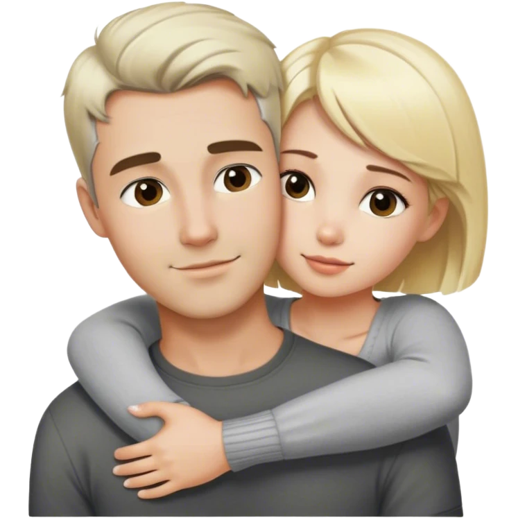 Handsome man with salt and pepper colored short hair hugging blonde girl  emoji