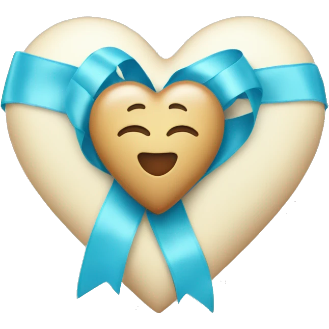 cream heart with a light blue ribbon tied around it  emoji