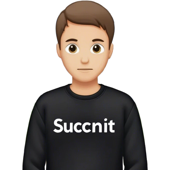 add Succinct on his sweatshirt in white lettering. emoji