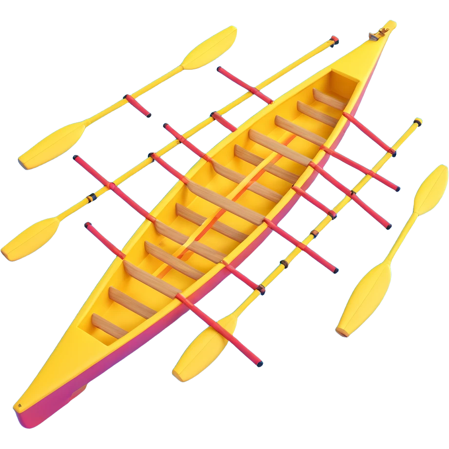 yellow eight-person Olympic rowing boat, top view emoji