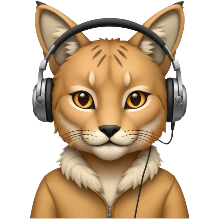 lynx with headphones listening to music emoji