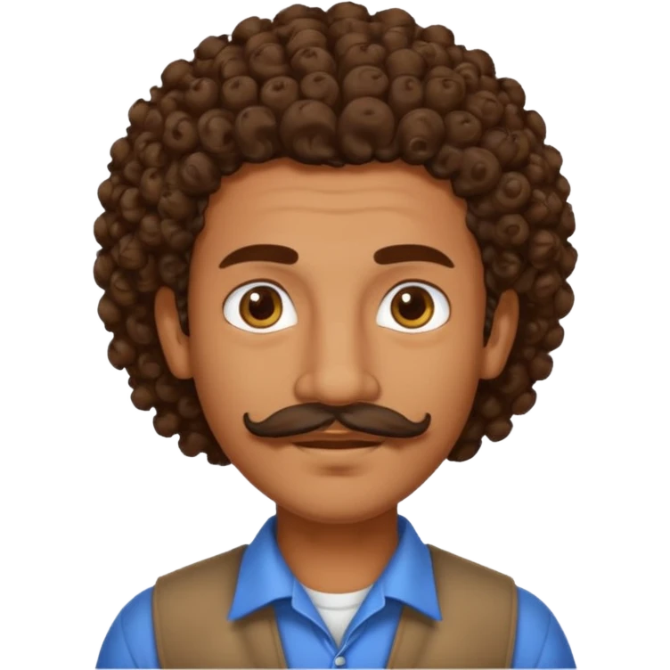 brown tall indian guy 16 curly hair moustache and goatee emoji