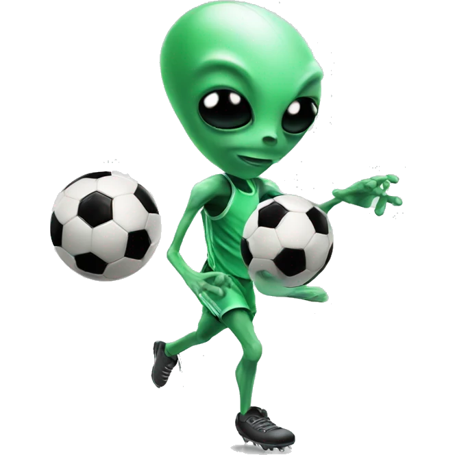 Alien playing soccer emoji
