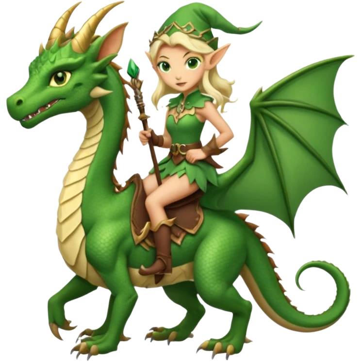 Elf dragon-tamer with bow riding a scaled beast emoji