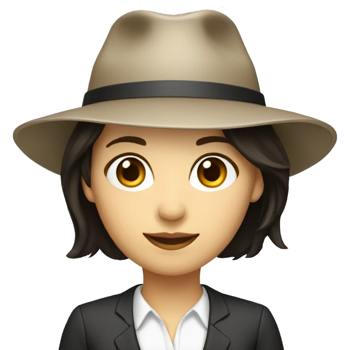 I’m a female manager with a hat, professional looking, dark haired emoji