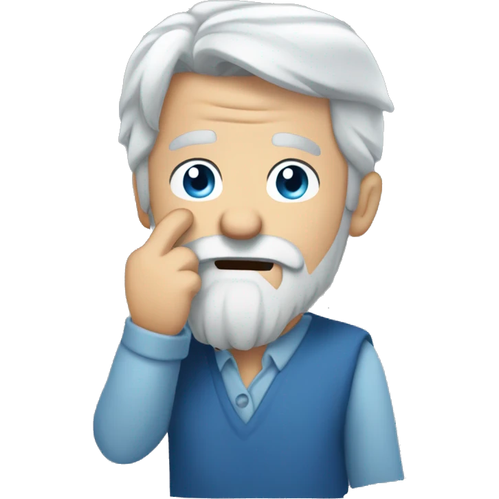 facepalm grey hair beard blue eyes emoji