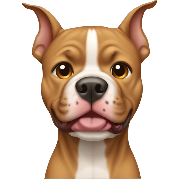 Light brown pitbull with ears cut and standing up emoji