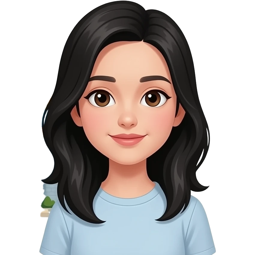 make the castle bigger and the girl smaller. she should also have black hair. make the background disneyland instead of a castle. make sure it looks like the disneyland castle not just a generic castle. emoji