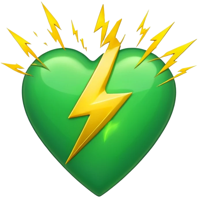 green heart with a lightning bolt emoji