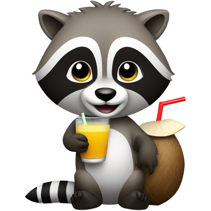 raccoon with a coconut drink  emoji