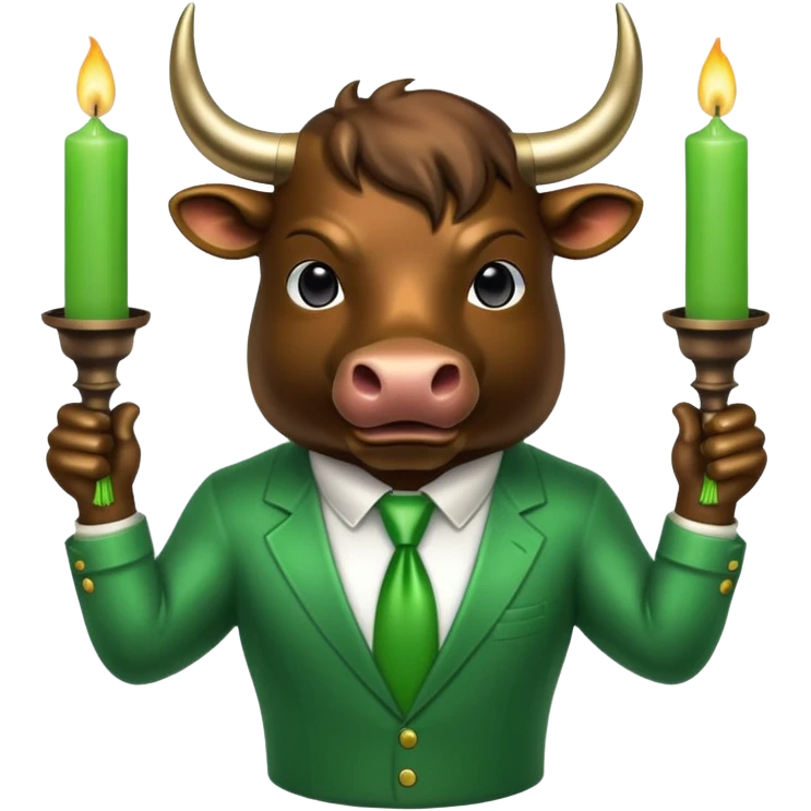 Wallstreet bull with green candles up it  emoji